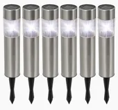 6x Lampa ogrodowa LED SOLARNA WBIJANA SŁUPEK Inox