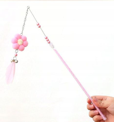 WĘDKA dla kota z dzwoneczkiem MASKOTKĄ 12 różowa na Arena.pl