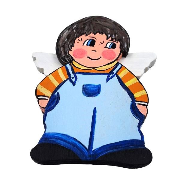 Drewniana Dekoracja na Ścianę Uroczy Chłopczyk Ręcznie Malowany zdjęcie 2