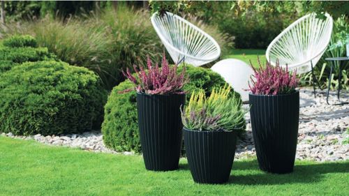 Doniczka okrągła Mika Slim 40 cm z wkładem | Biały na Arena.pl