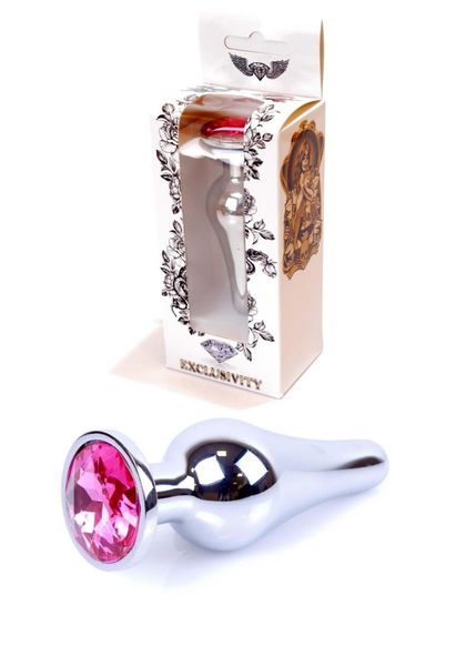 Plug-Jewellery Silver Butt Plug- Pink zdjęcie 9