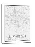 Bukareszt mapa czarno biała - obraz na płótnie 70x100 cm