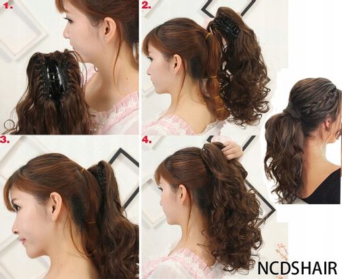 KUCYK Kręcone Claw Doczepiany Kucyki Pony Dopinki Kitka 38CM Brąz 2/30 na Arena.pl