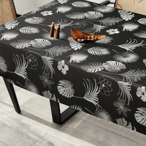 Obrus Cerata na Stół Prostokątny Zmywalny Czarny Wodoodporny 140x200 cm na Arena.pl