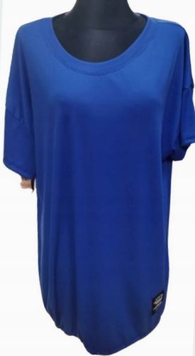 TUNIKA oversize BLUZKA PRĄŻKOWANA DAMSKA CHABROWA DUŻA 100% NATURAL na Arena.pl