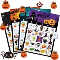 Gra Bingo Halloween dla dzieci zestaw 36 kart edukacyjna zabawa urodziny