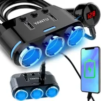 ROZDZIELACZ GNIAZDA ZAPALNICZKI 12V/24V ŁADOWARKA 3.1A + WOLTOMIERZ