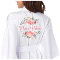 SZLAFROK damski SATYNOWY ślubny PANNA MŁODA panieński biały NA ŚLUB M