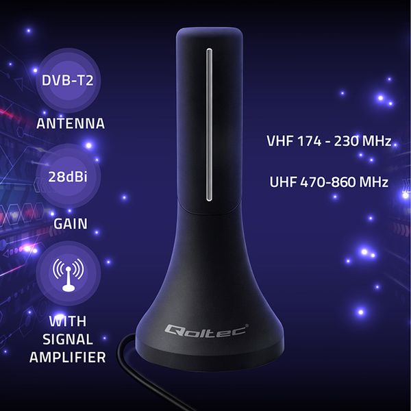 Antena Qoltec DVB-T2 32dBi 4m USB zdjęcie 2