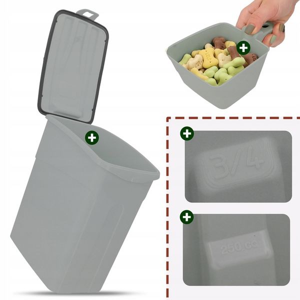 Barry King Pojemnik na suchą karmę 16l Szary zdjęcie 8