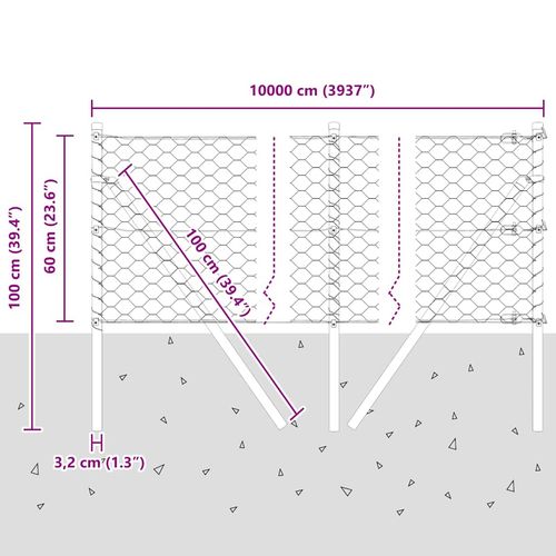 Ogrodzenie z słupkami Szary 0.6 x 100 m Stal pokryta PCV na Arena.pl