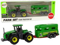 ND24_14825 Traktor z Przyczepą Plastikowy Zielony 5905515352901
