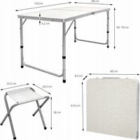 STÓŁ TURYSTYCZNY SKŁADANY WALIZKA ZESTAW 4 KRZESŁA CATERINGOWY PRZENOŚNY