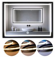 LUSTRO LED 70x50 COB 608 diod/m W CZARNEJ RAMIE ALUMINIOWEJ MAT + WŁĄCZNIK