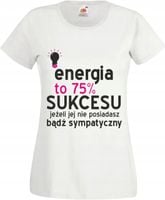 ŚMIESZNA KOSZULKA DAMSKA biała z nadrukiem napisem rozmiar M