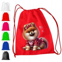CZERWONY WOREK DO PRZEDSZKOLA SZKOŁY, NA WF - Shiba Inu PIESEK PIES