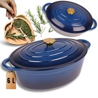 emaliowana brytfanna żeliwna gęsiarka 6l hage niebieska