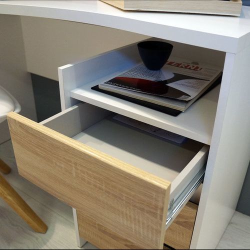 Function biurko białe/dąb sonoma 2S1P na Arena.pl