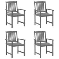 Krzesła ogrodowe z poduszkami, 4 szt., szare, akacjowe