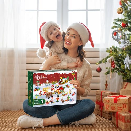 KALENDARZ ADWENTOWY DLA DZIECI KLOCKI ŚWIĄTECZNE 50w1 MIKOLAJ FIGURKA 609el na Arena.pl