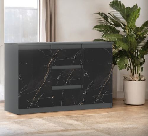 Komoda Do Salonu Nowoczesna Pojemna 120cm 3 Szuflady Szary San Sebastian na Arena.pl