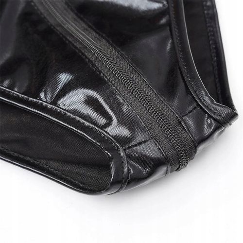 CZARNE błyszczące body Z ZAMKIEM LATEX LATEKSOWE SKÓRZANE BDSM KABARETka L na Arena.pl