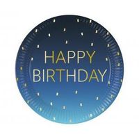 talerzyki papierowe blue happy birthday