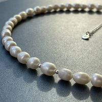 Choker z pereł, srebro 925, białe perły słodkowodne