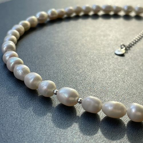 Choker z pereł, srebro 925, białe perły słodkowodne na Arena.pl