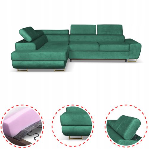 Narożnik rogówka rozkładany f spania Bosso lewy Family meble zielony welur na Arena.pl