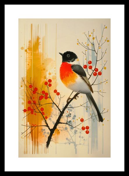 Plakat 20x30cm Jesienny Rudzik zdjęcie 3