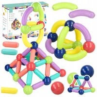 KLOCKI MAGNETYCZNE DUŻE Konstrukcyjne 3D Dla Dzieci 120 el Magnetic Block