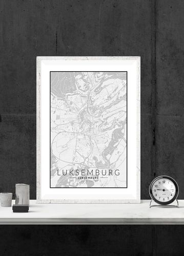 Luksemburg mapa czarno biała - plakat 29,7x42 cm na Arena.pl
