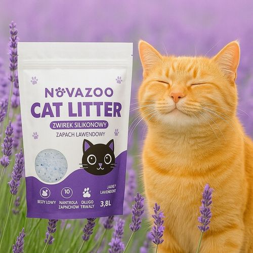 8x ŻWIREK SILIKONOWY LAWENDOWY BEZPYŁOWY PREMIUM DLA KOTA NOVAZOO 3.8L na Arena.pl