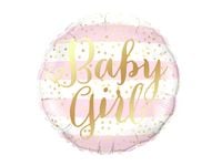 Balon foliowy kula "Baby Girl", biało różowy, 45 cm (18 cali) [balon z hele