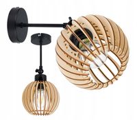 Lampa kinkiet E27 ścienny ruchomy loft kula drewno