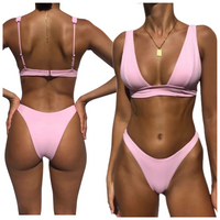 STRÓJ KĄPIELOWY DWUCZĘŚCIOWY BIKINI BRAZYLIJSKIE RÓŻOWE KOSTIUM PLAŻA BASE