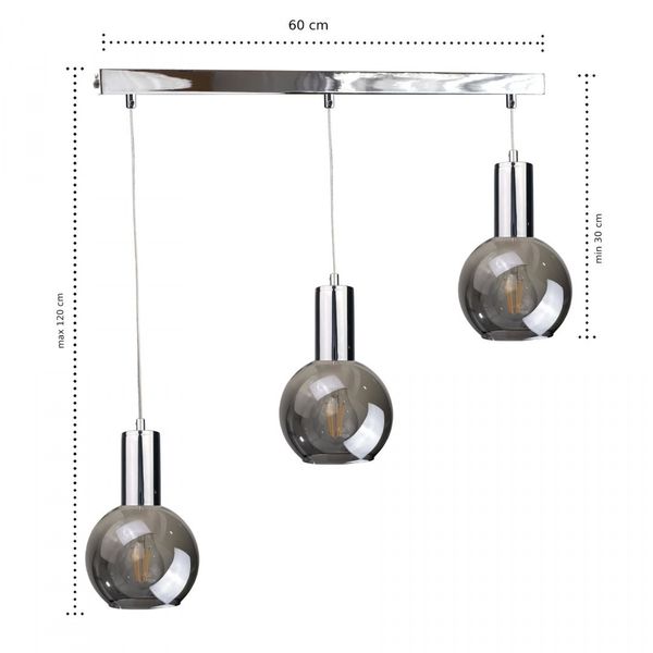 Lampa wisząca 3xE27 SUPRA SILVER zdjęcie 3