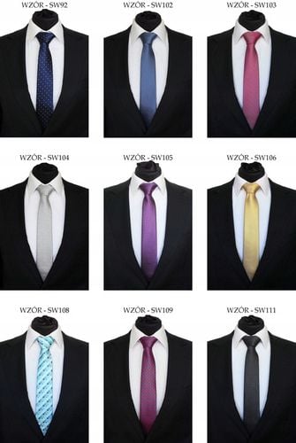 KRAWAT ŚLEDŹ ŚLEDZIK WĄSKI 6 cm - DUŻO WZORÓW na Arena.pl