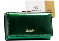 skórzany portfel damski na bigiel i zatrzask - rovicky
