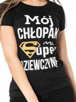t-shirt bluzka CZARNA ,Mój chłopak ma Super ...'M