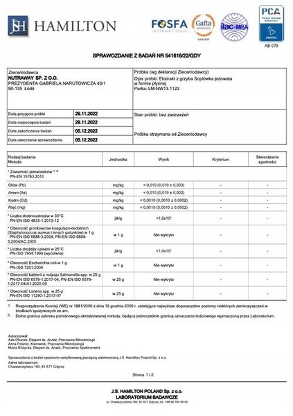 Polska Soplówka jeżowata Ollywell Lion's Mane Krople Moc Ekstrakt Adaptogen zdjęcie 7
