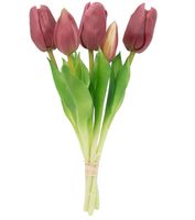 TULIPAN SILIKONOWY SZTUCZNE TULIPANY BUKIET 5 sztuk 29 cm FIOLETOWE