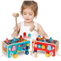 DREWNIANA KOSTKA EDUKACYJNA WBIJAK ZESTAW ZABAWKI ZRĘCZNOŚCIOWE MONTESSORI