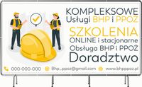 BANER REKLAMOWY 300x150 cm oczkowany projekt w cenie usługi bhp ppoż