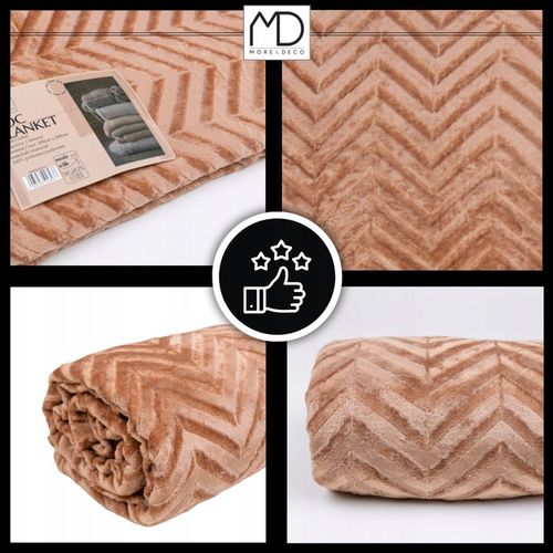 Ciepły koc ozdobny narzuta na łóżko prezent pled 200x220 cm brązowy na Arena.pl