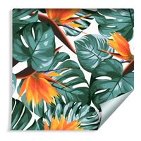 Tapeta do Salonu Tropikalne Liście Monstery Egzotyczne Kwiaty