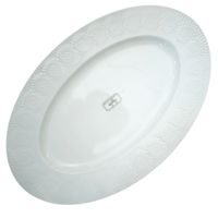 Biały talerz porcelanowy 30,5 x 20 cm z ozdobnym brzegiem