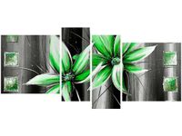 120CM 55 OBRAZ 4 ELEM KWIATY ZIELONO ŚCIENNY