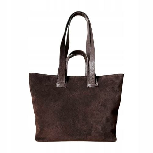 Czekoladowa zamszowa torebka A4 shopper ZAMSZ + SKÓRA NATURALNA Vera na Arena.pl